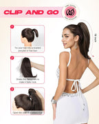 Ponytail Extension – 16” Claw Clip in Ponytail Hair Extensions Natural Soft Synthetic High Pony Tail Hairpieces for Women (Ash Blonde with Highlights, 16 inch)
