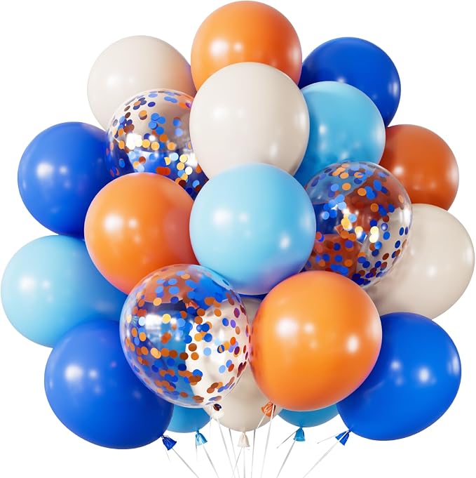 Blue and Orange Balloons, Light Blue Nude Latex Balloon by Adeyoo