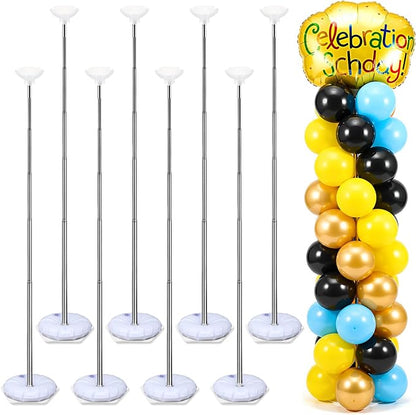Hicarer 8 Sets Balloon Column Stand, 7ft Adjustable Metal Telescopic Pillar Set by Hicarer