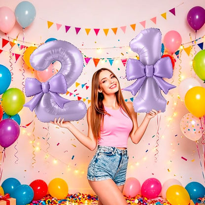 40 Inch Number 1 Balloon with Bow, Coquette Aesthetic Foil Balloon - Image 4
