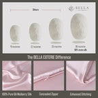 Bella Coterie Luxury Silk Pillowcase for Hair and Skin | 30 Momme | 100% Pure 6A Mulberry Silk | Super Soft | Perfectly Plush [King, Pink Peony]