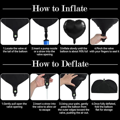TONIFUL 15 Pack 18 Inch Matte Black Heart Foil Balloons – Black Mylar Heart - Image 6