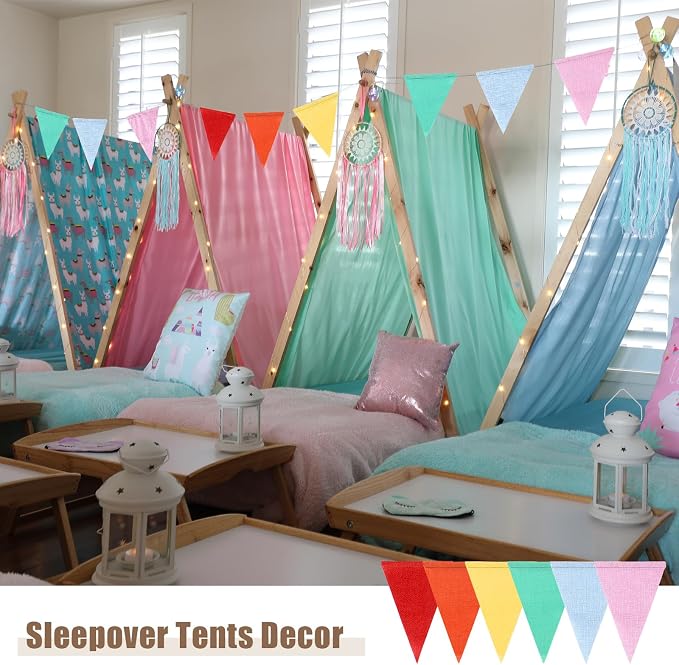 HESTYA 42 Pieces Colorful Pennant Banner Flag Multicolor Bunting Triangle - Image 3