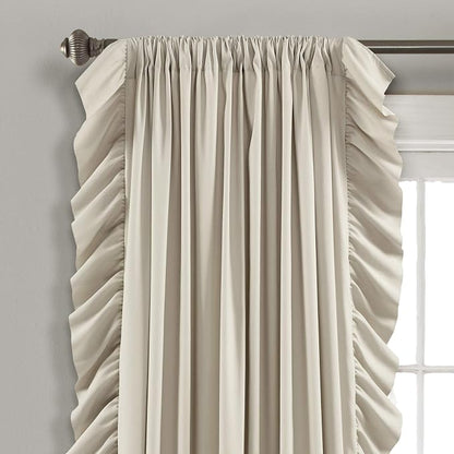 Lush Decor Reyna Ruffle Window Curtain Panel Set, Wheat - Image 2