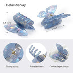 3 Packs Butterfly Hair Clips Acetate Tortoise Shell Non-Slip Jaw Clips 2.5inch, Beautiful Butterfly Hair Accessories for Girls and Women(Mixed color, White, Blue, Pink)