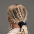 Silk Scrunchies for Hair 100% Mulberry Silk Hair Ties 3 Pack(Navy Blue, Emerald, Apricot)