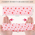obeoby Pink Headbands for Women, Non Slip Stripe Cute Hairbands Cotton Sports Hair Bands for Women's Hair Girls Valentines Day Outfit