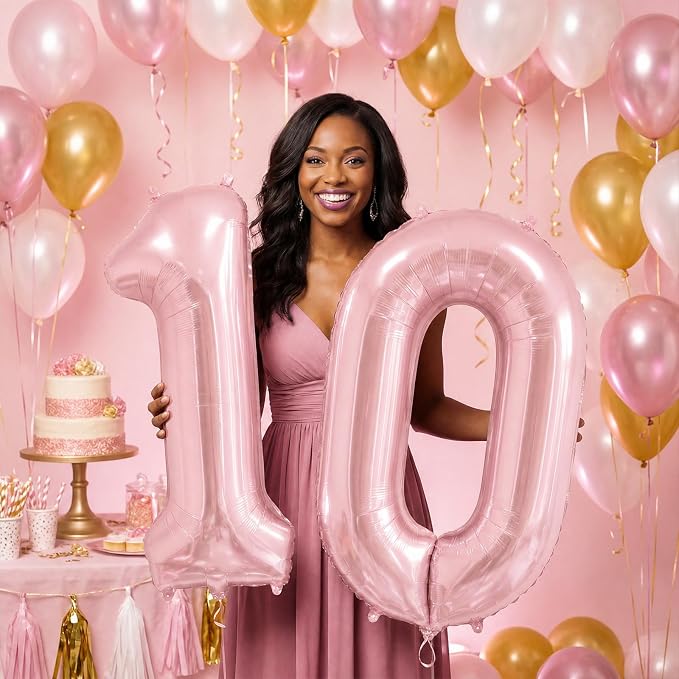 Number Balloons Pink Party Balloon - Image 6