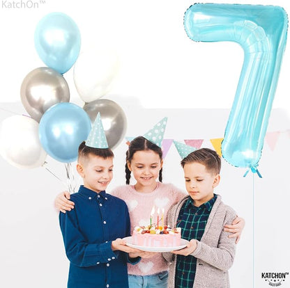 KatchOn Light Blue Number 7 Balloon 40 Inch | 7th Birthday Balloon - Image 2