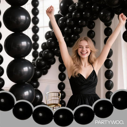 PartyWoo Black Linking Balloons 100pcs 6 Inch Black Link Balloons | - Image 3