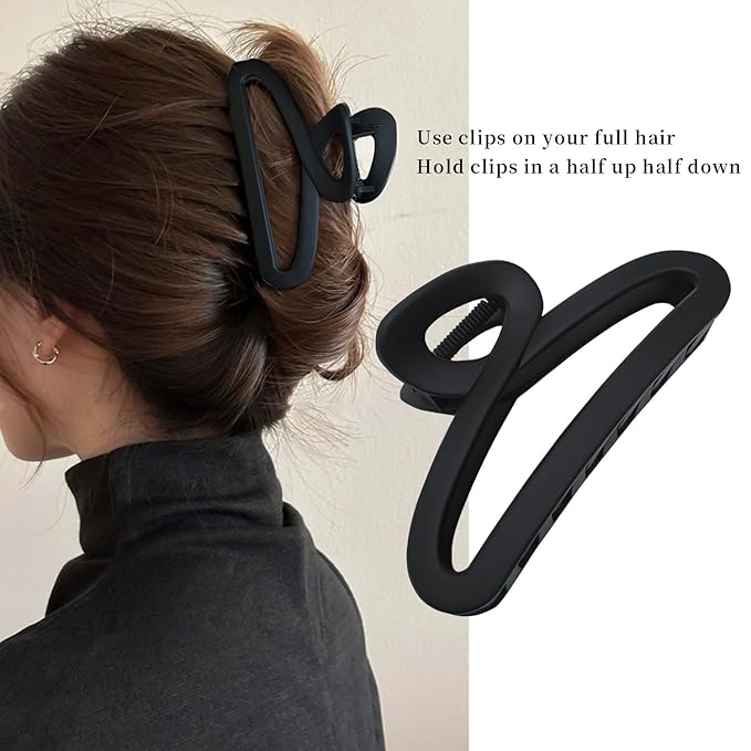 Hair Claw Clips, Large Non-Slip Unbreakable 4.3 Inch Matte Hair Claws for Women Long or Thick Curly Hair, 4 Pack