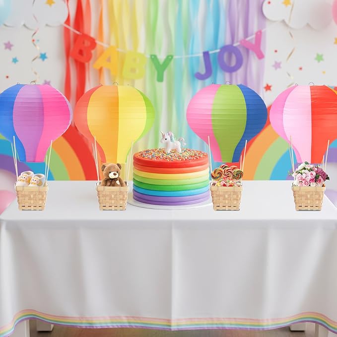 Meooeck 8 Sets Hot Air Balloon Tables Centerpieces, Rainbow Colors | Classroom - Image 3