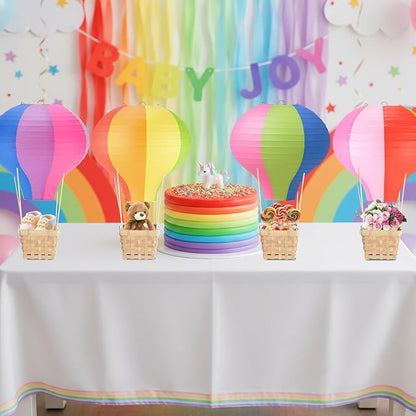 Meooeck 8 Sets Hot Air Balloon Tables Centerpieces, Rainbow Colors | Classroom - Image 3