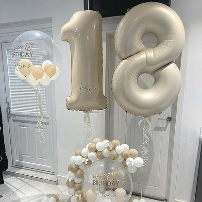 Cream Number 17 Balloons, 40 Inch 17 Balloons Giant Helium Foil Mylar Beige 17 - Image 5