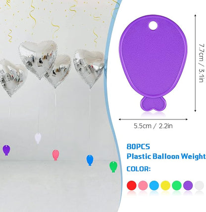 Lenwen 80 Pcs Balloon Weights Plastic Colorful Weights - Image 2