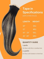 DOORES Tape in Hair Extensions Human Hair Balayage Natural Black to Light Blonde 16 Inch 20pcs 50g Remy Human Hair Extensions Tape in Natural Hair Extensions Straight
