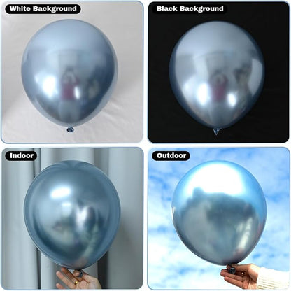 Jobkoo Metallic Blue Balloons, 12Inch Chrome Light Blue Balloons 30Pcs Pastel - Image 3
