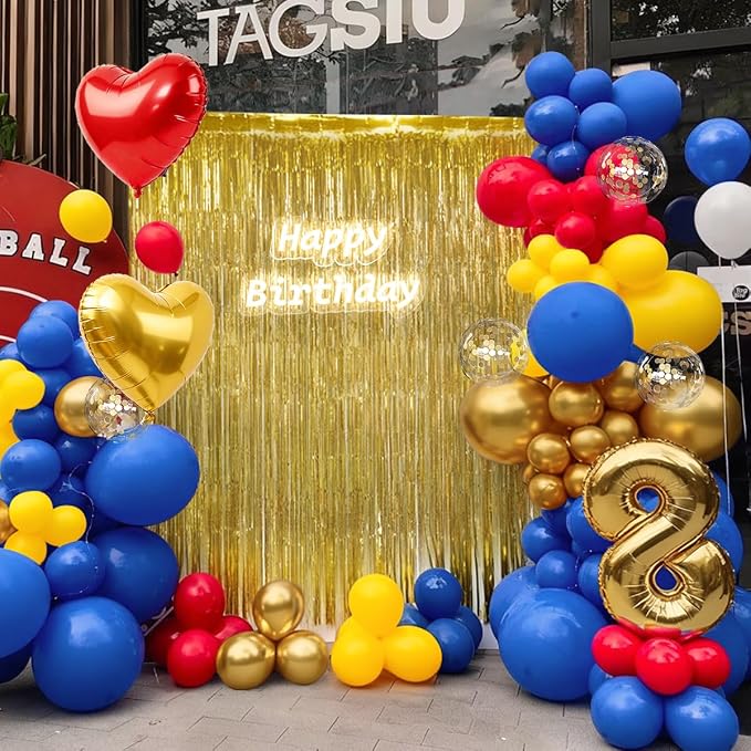 157Pcs Red Blue Yellow Gold Balloons Garland Arch Kit - Image 5