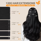 DOORES Hair Extensions Clip in Human Hair Jet Black 18 Inch 7pcs 120g Clip in Real Human Hair Extensions Natural Straight Remy Hair Extensions