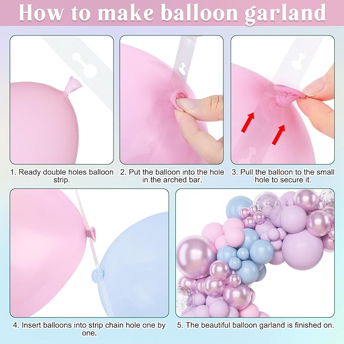Amandir 153pcs Pink Purple Blue Balloons Arch Garland Kit Different Sizes | 18 - Image 3