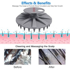 INNERNEED One-Piece Scalp Massager Shampoo Brush, Wet & Dry Scalp Care Head Scrubber Hair Washing, Soft Silicone Bristles, for Hair Growth, Dandruff Removal, Comfortable for All Hair Types (Gray)