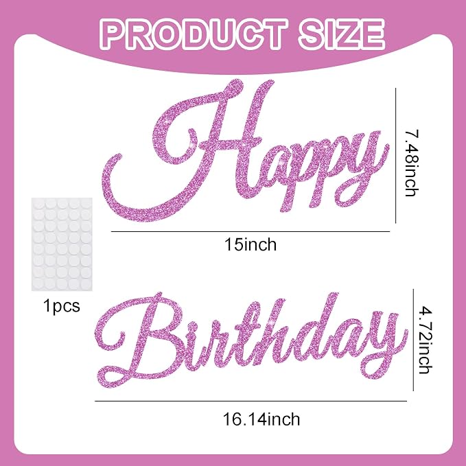 TONIFUL Happy Birthday Sign for Backdrop - Image 2