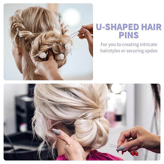 U Shaped Hair Pins -2.4 Inch 250 Count, Professional Hair Styling Pins for Women, Girls, and Hairdressing Salons - Includes Clear Storage Box for Updos and Bun Hair (Black)