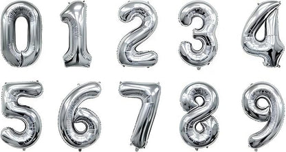 10 Pcs Silver Number 0-9 Balloons 16 Inch Number Mylar Foil Balloons Custom by Unknown