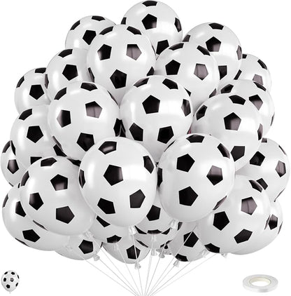 Black White Soccer Ball Balloons, 12 Inch Soccer Printed Balloon by FEYG