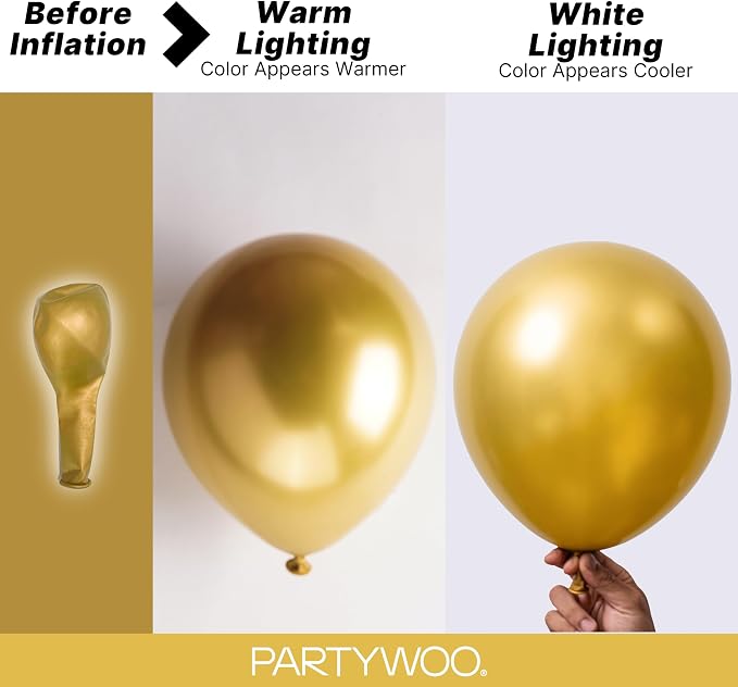 PartyWoo Gold Balloons 123pcs Different Sizes of 18 12 10 5 Inch Gold Balloon - Image 3