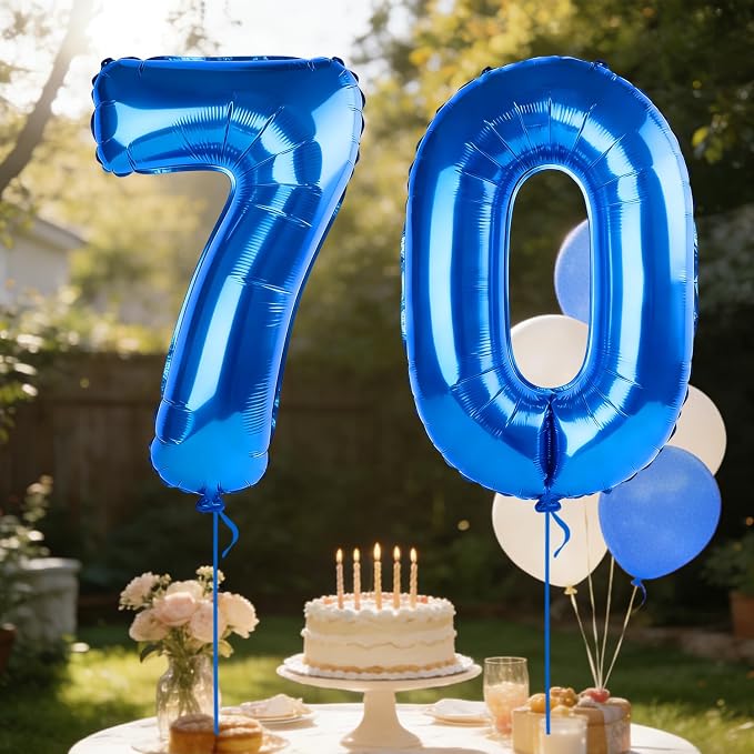 40 Inch Number 70 Balloons for 70th Birthday Party Decorations, 0-100 Dark Blue - Image 3