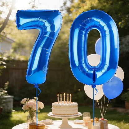 40 Inch Number 70 Balloons for 70th Birthday Party Decorations, 0-100 Dark Blue - Image 3