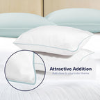 Kickoff Viscose Bamboo Pillowcase, Standard, Set of 2, 100% Organic Hidden Zippered Viscose Bamboo Pillow Case Standard Size, Cooling Pillow Cover for Hot Sleepers (20"x26", Trimmed Coastal Blue)