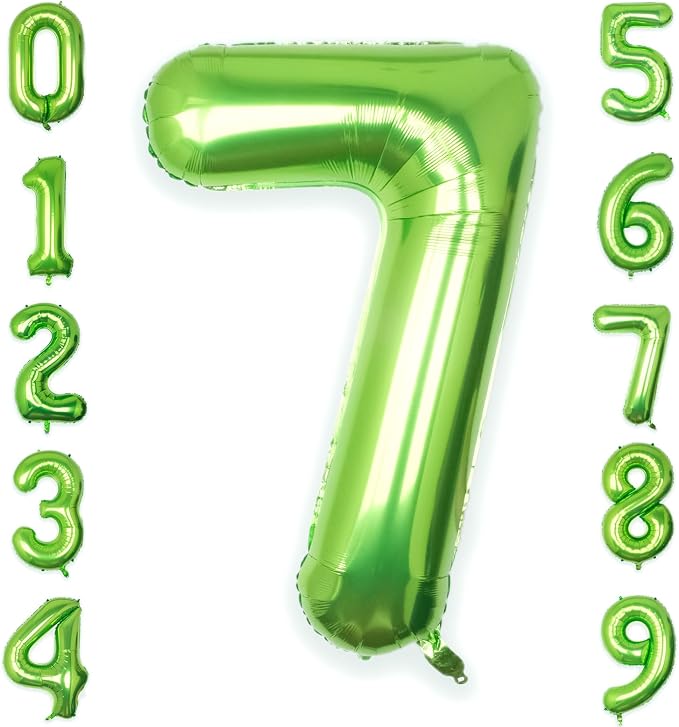 40 Inch Green Number 7 Balloon Lime Big Large Helium Number 0-9 | Giant Digital by SULALABOO