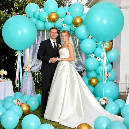 32Pcs Teal Blue Big Balloons 18 Inch, Round Large Blue Latex Party Balloons - Image 5