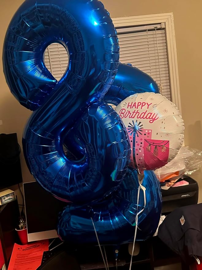 8 Balloon Numbers Birthday Decorations, 40In Navy Blue Balloons - Image 4