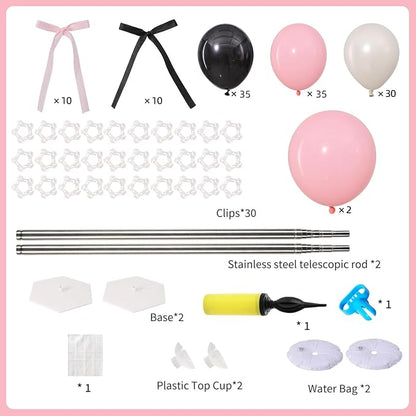 Pink Black Balloon Column Stand Set of 2 - Image 3