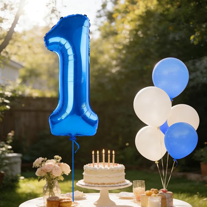 40 Inch Number 1 Balloons for 1st Birthday Party Decorations, 0-100 Dark Blue - Image 3