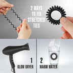 TailaiMei 60 Pcs Spiral Hair Ties, Bulk No Crease Coil Hair Ties, Phone Cord Hair Ties for Thick Hair - Women Ponytail Holder Elastics(Black&Transparent)