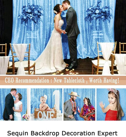 ShinyBeauty 4x8FT Baby Blue Sequin Backdrop Curtains - Image 6