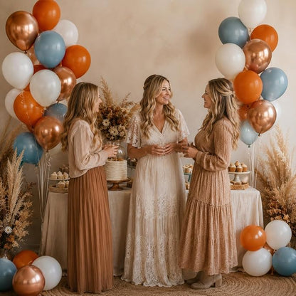 Orange and Blue Balloons, 12 Inch Burnt Orange Dusty Blue Copper Balloon | - Image 5
