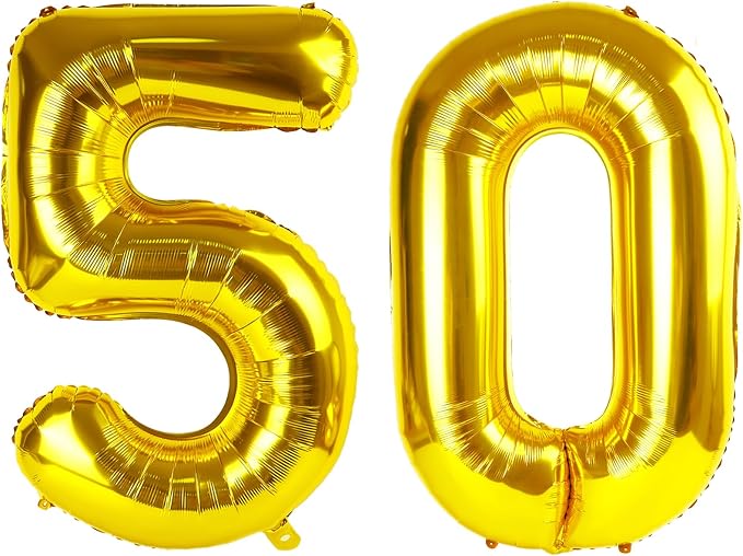 Number Balloons 50 Balloon 40 inch Gold by Enyeopd