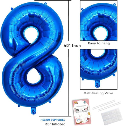 40 Inch Navy Blue 8 Balloon for 8th Birthday Party, Helium Giant Foil Number 8 - Image 5