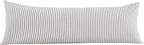 JELLYMONI 100% Natural Cotton Striped Body Pillowcase, 1 Pack White and Grey Vertical Stripes Pattern Printed Pillow Covers with Envelope Closure(Pillows are not Included)