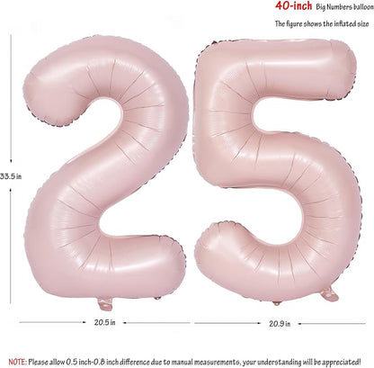 40 In Matte Pink Number Balloons Helium Foil Mylar Balloon Party Digital 25 | - Image 2