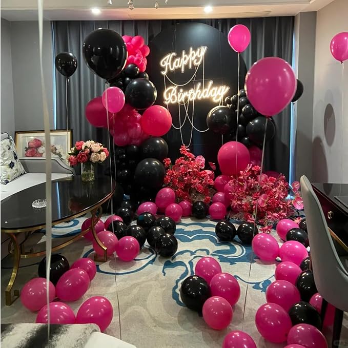 MEBAY Hot Pink Black Rose Gold Balloon Arch Garland Kit - Image 6