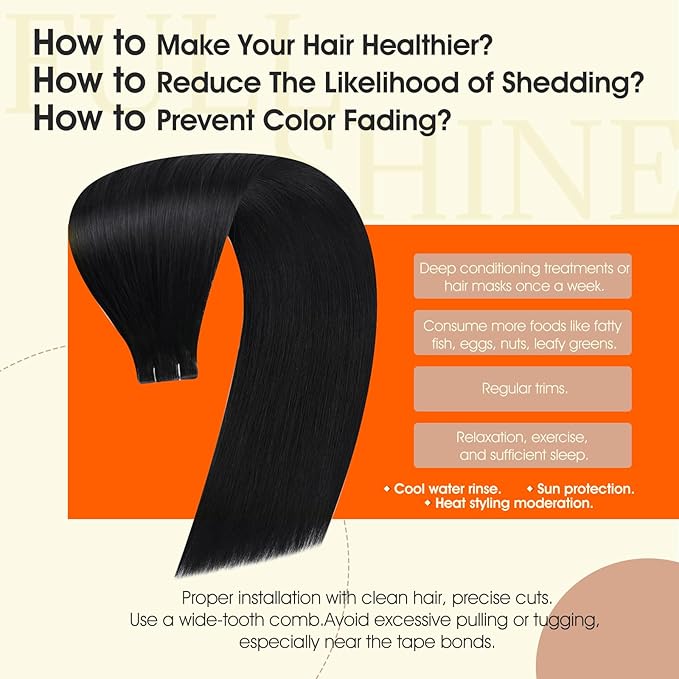 Full Shine Remy Hair Extensions Human Hair Color 1 Black Injected Tape in Extensions 18Inch Injection Invisible Skin Weft 50Gram Intact Tape ins 20Pcs Brazilian Straight