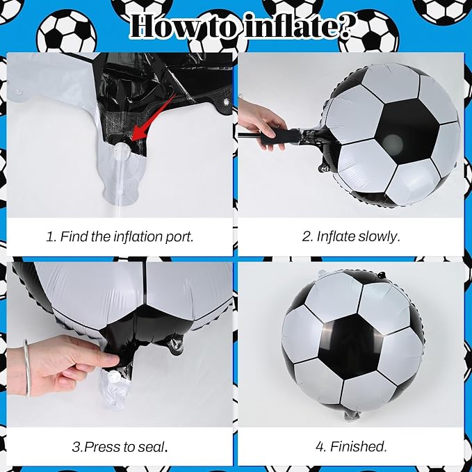Soccer Balloons, Metallic Blue Silver Balloons - Image 4