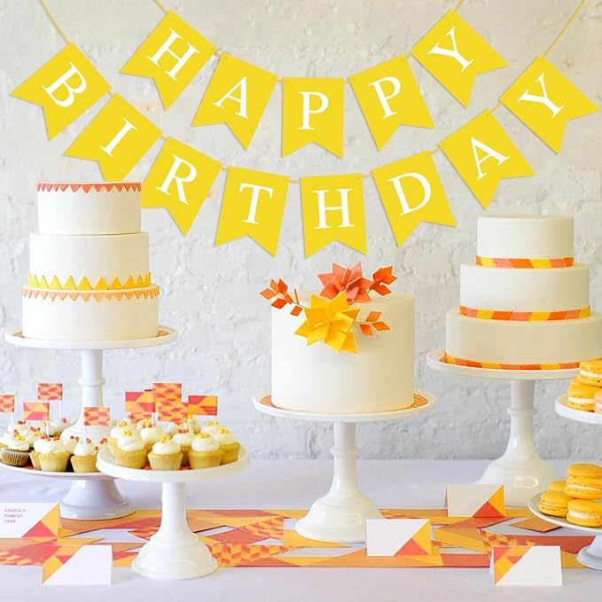Yellow Happy Birthday Banner Sign - Image 3