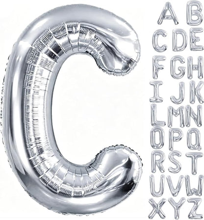 40 Inch Silver Letter Balloon, Large Foil Alphabet Balloons Birthday by Aeniaza